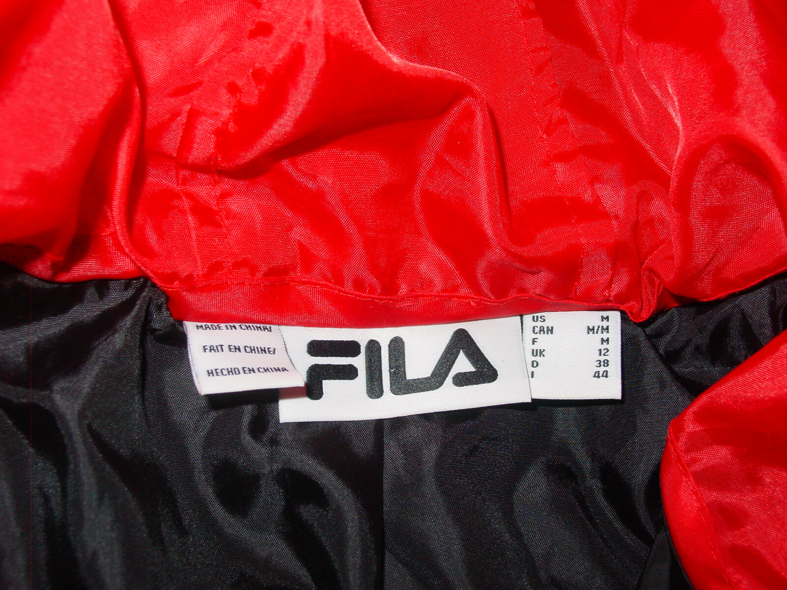 Giacca donna Fila full zip sportiva nera bianca rossa con cappuccio! Taglia Media