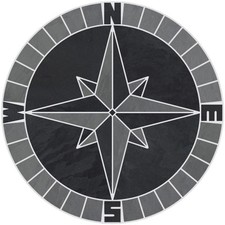12" Tile Mosaic Medallion Mariners Compass Gray Black Slate Backsplash Flooring