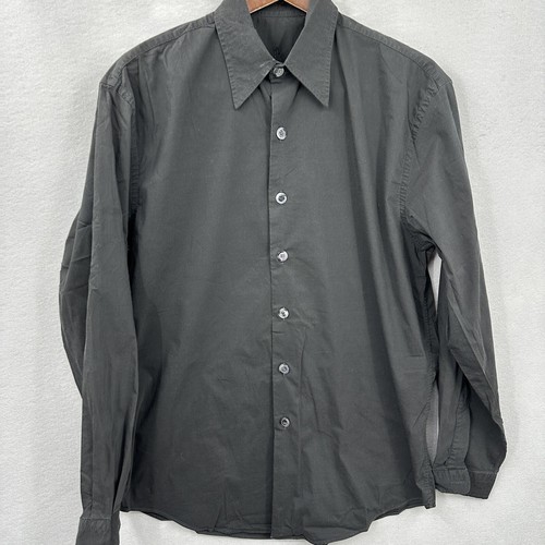 Harrods Dress Shirt Mens Large Textured Cuff Collar Retro Vintage Black Preppy - Picture 2 of 15
