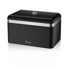 Image of Retro Style Bread Bin by Swan SWKA1010BN  Metal 18L  Black