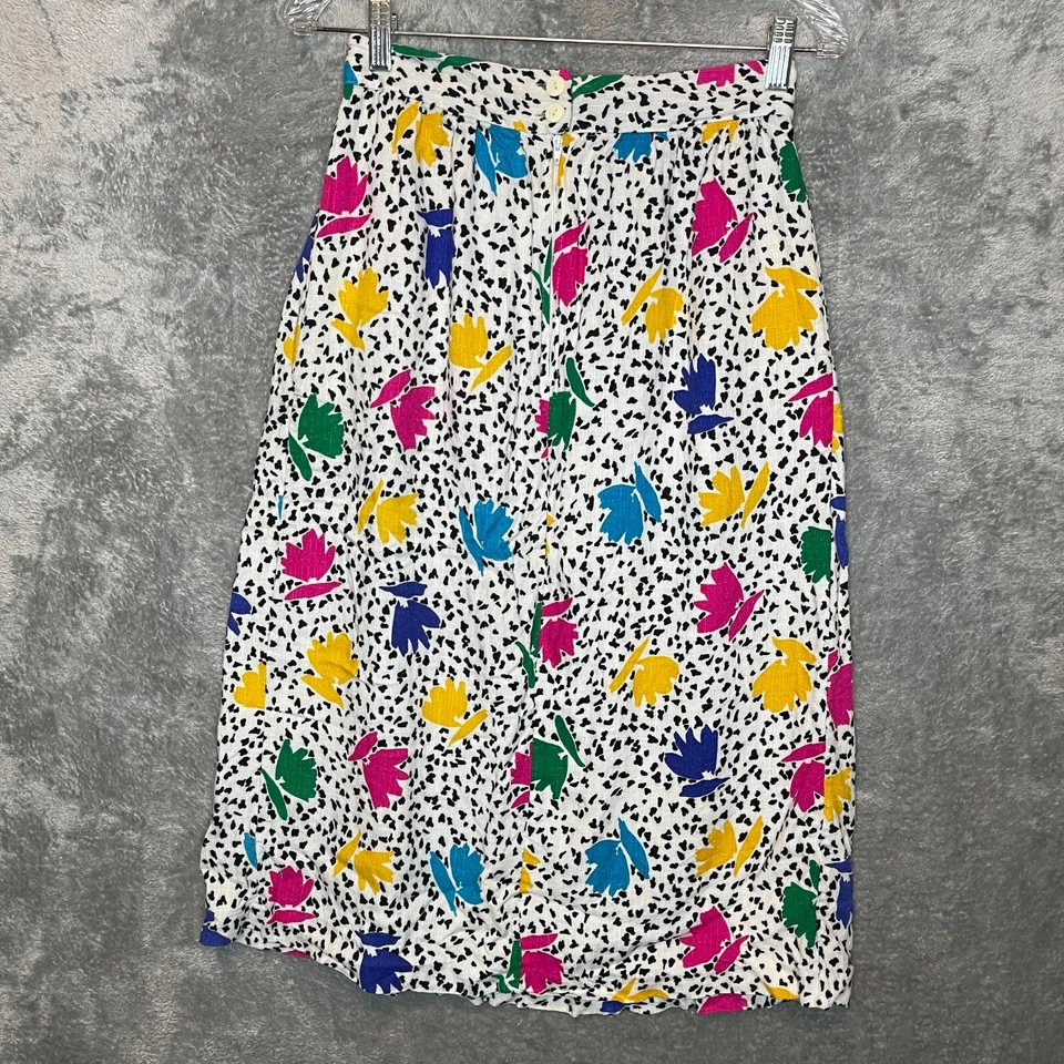 Handmade Juniors Colorful Retro 80s Funky Wacky Pleated ALine Midi Skirt S* - Image 2 of 4