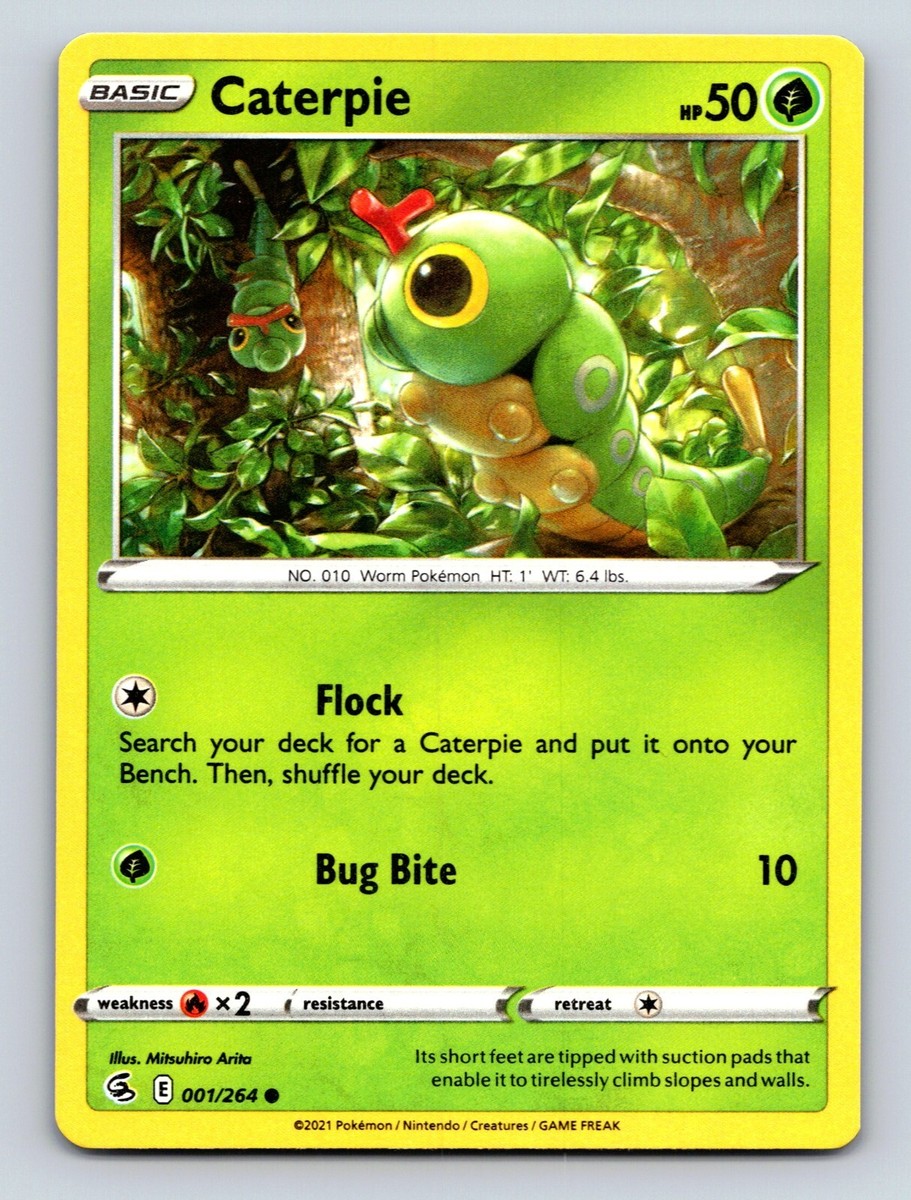 Caterpie HP 50 Flock Ability Bug Bite Attack Green Colorful