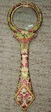 Cloisonne Magnifying Glass Red Gold Enamel Fl...