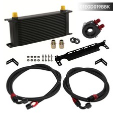 Universal AN8 16 Row Engine Oil Cooler W/Bracket + Filter Sandwich Adapter Kit 