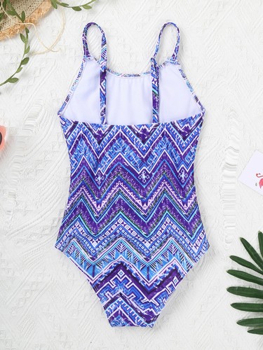 Girls One Piece Summr Swimsuit Fish Scales Print Swimwear Beach Bathing Suit - Picture 24 of 41