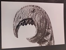 postcard art British Museum Head Wooden Stem-Post Viking Ship unposted