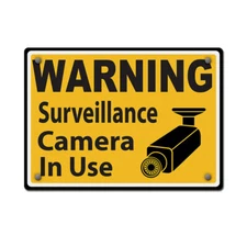 Horizontal Metal Sign Warning Surveillance Camera in Use Video
