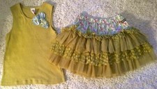 Matilda Jane Serendipity Green Celery Tank Top Cotton Candy Tutu Skirt 8 10 12