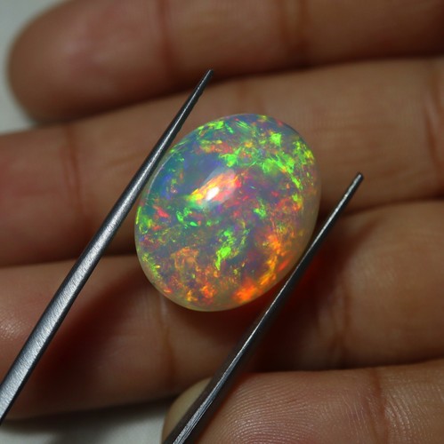 10.2 Cts 18.2x14.8MM Natural AAAA Multi Flashy Fire Ethiopian Opal Oval Cabochon - Picture 10 of 12