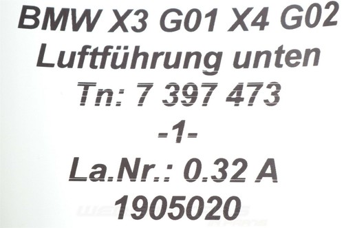 0km New 51.64-7 397 473 Orig BMW X3 X4 G01 Air Duct Air Ball Cooling Fan Lower - Picture 9 of 9