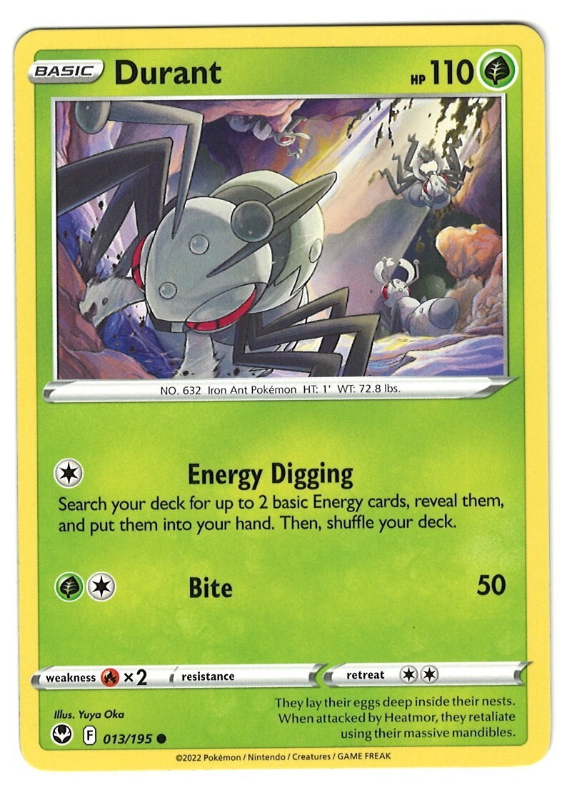 Durant 13/195 Pokemon Card Silver Tempest Common 110 HP Near Mint ID