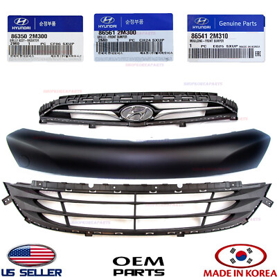 Genuine Front Radiator Bumper Grille Set of 3 Parts OEM Genesis Coupe 2013-2017