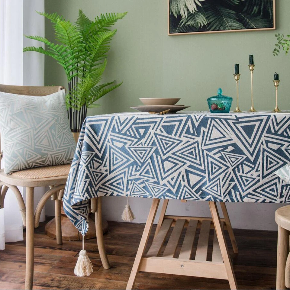 Tablecloth Jacquard Tassels Table Cloth Cover Desk Kitchen Dinner Party Decor - Image 2 of 4