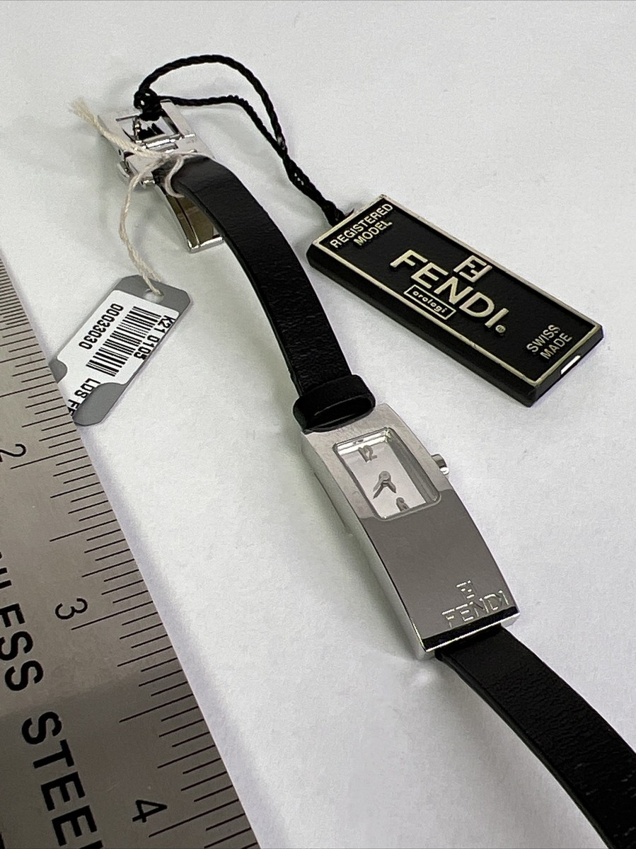 Women's Small Rectangular Fendi Stainless Steel Quartz Sapphire