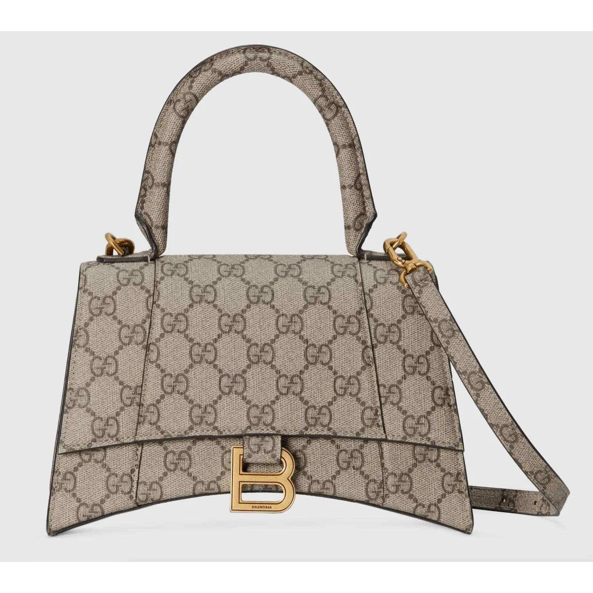 Gucci X Balenciaga Hourglass Hacker Aria Supreme Canvas GG Logo Top Handle Bag