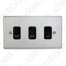 Deta Kitchen Grid Switch Polished Chrome / Black Switches - 3 Gang