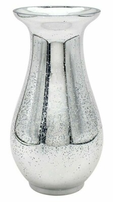 Silber Spritzvase verspiegelt Deko Blumenvase Tulpenhals Glasvase
