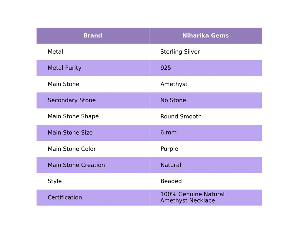 Colar de contas redondo liso de pedra de ametista esposa Natal prata esterlina 925 - Imagem 2 de 4
