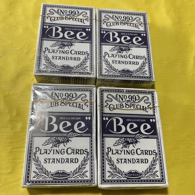 Vintage US Playing Card Co Diamond Back Club Special 4 Deck Set Sealed BLUE