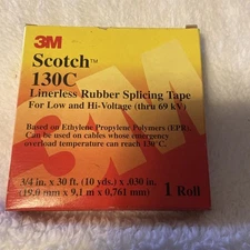 3M 130C-3/4X30ft Rubber Splicing Tape, 130C, Scotch, 3/4 In W X 30 Ft L, 30 Mil