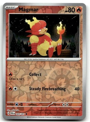 Magmar 009/091 Common Paldean Fates Pokemon Reverse Holo Near Mint