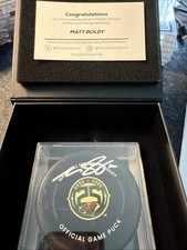 Matt Boldy Minnesota Wild Autographed 25th Anniversary Official Game Puck