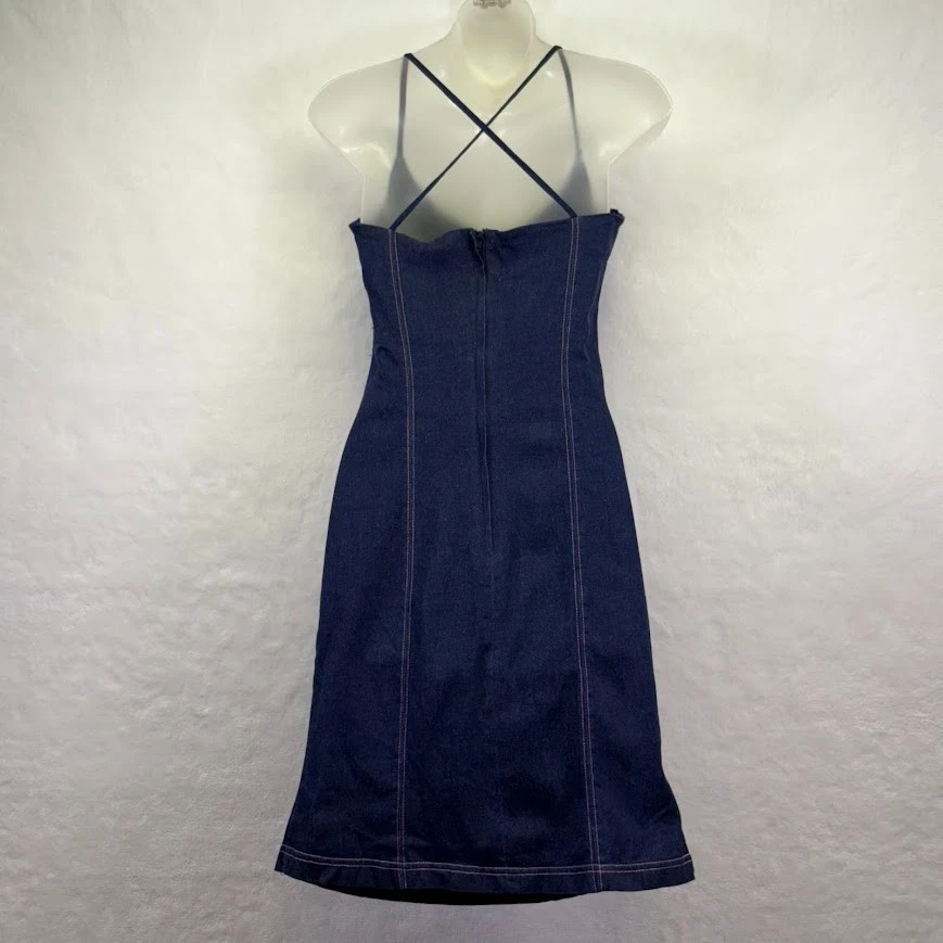 Mini Vestido Denim Lavado Oscuro Dollhouse Y2K Vintage - Talla S Foto 2 de 4