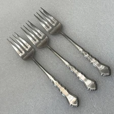 3 Salad Forks International Silver IS Lyon AMERICANA  Stainless 6 7/8”