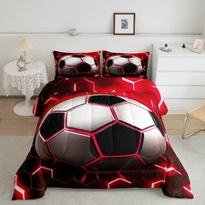 Football Comforter Set Twin for Boys Soccer Bedding Comforters Sets,Red Neo...