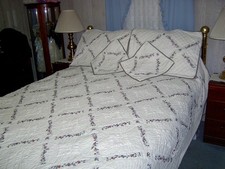 Queen/King - Pink Purple Embroidered Quilt Shams -91x109