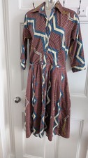 Samantha Sung Shirt dress US Size 6, UK 10-12 Hand Painted Drawn Cotton Stretch