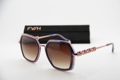 NEW FYSH 2108 S401 BRONZE BLUE GRADIENT MARBLE AUTHENTIC SUNGLASSES 53-19
