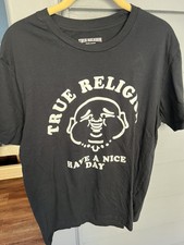 True Religion Graphic Tee Shirt Men's Large  Have A Nice Day logo Black