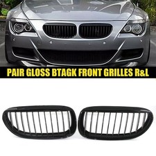 For BMW 6-Series E63 E64 630 645 2004-2010 Front Kidney Grill Grille Gloss Black