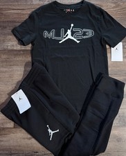 NWT Nike Air Jordan Boys YSM Black/Gray/White MJ 23 Jogger Pants Set Small