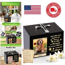 Handmade Wooden Pet Urn for Dog or Cat with Photo Frame and Memorial Cross