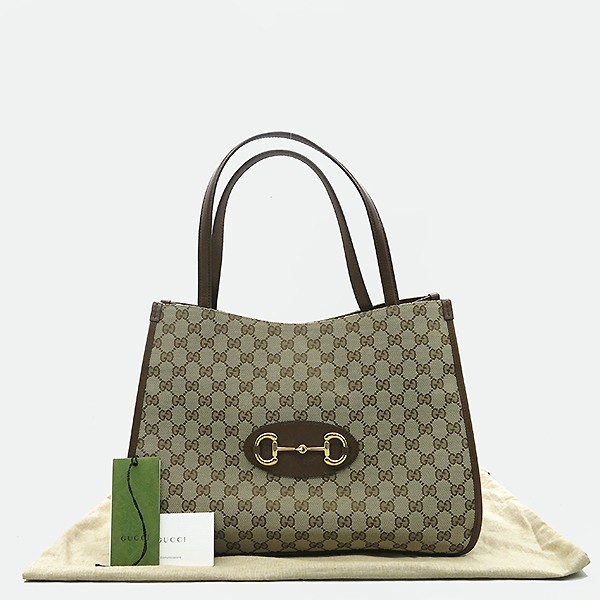 Gucci Horsebit 1955 canvas shoulder tote bag