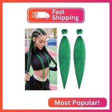 Long Braiding Hair Pre Stretched Green Braiding Hair 30 inch 2 Packs