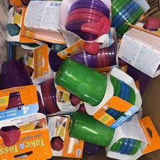 Take  Toss Sippy Cups Resuable 10oz Plastic Cups with Lids 16 Packs
