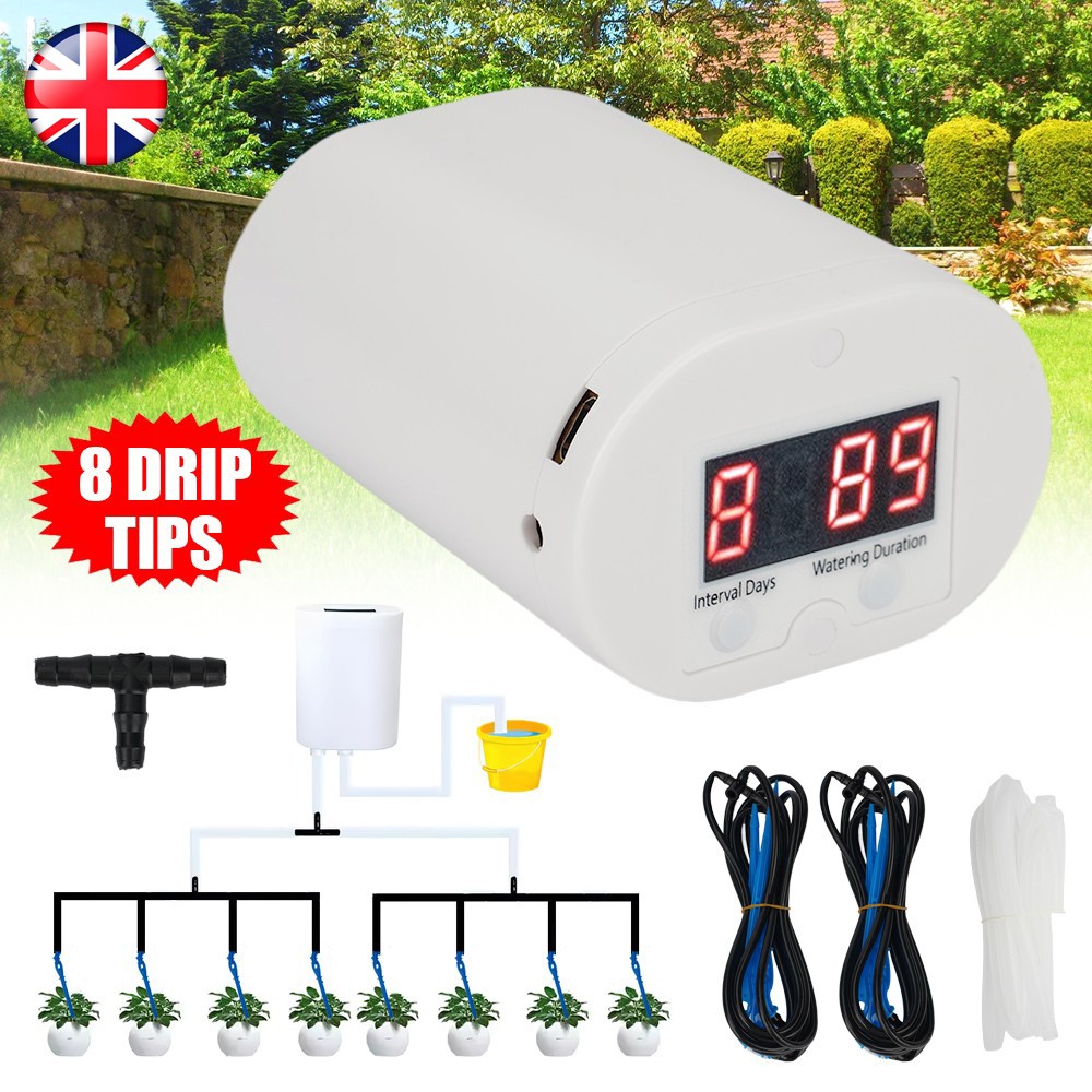 Automatic Drip Irrigation System Timer Controller Garden Plant Kit 8Head Pump