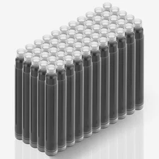 Amaxiu 50 Pcs Balck Fountain Pen Ink Cartridges, Fountain Pen Ink Refills Com...