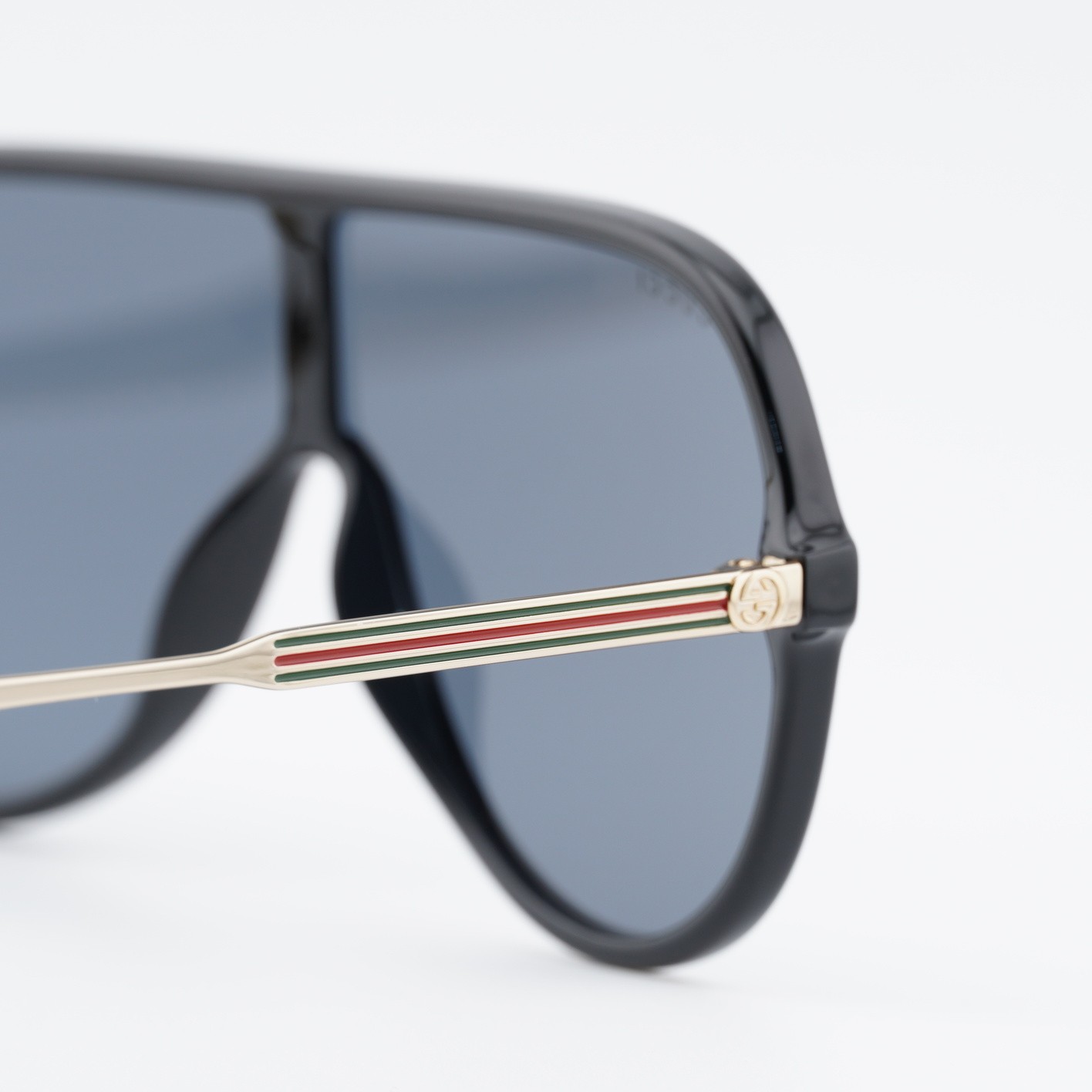 New Gucci GG0199S 001 Shiny Black/Gold/Grey 99-0-145 Sunglasses image 4