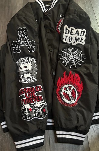 NEW ALF A$$holes Live Forever Mens XL Black Varsity Jacket Patches Never Worn - Picture 5 of 7