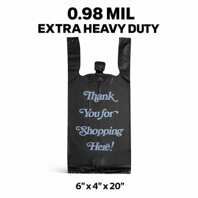 Black  Thank You  Liquor Shopping Bags 6x4x20 Heavy Duty ~0.98 Mil Bulk