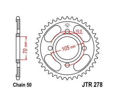 JT Steel Rear Sprocket 530 38T #JTR278.38 for Honda Scrambler/CB350/CB400/CB200