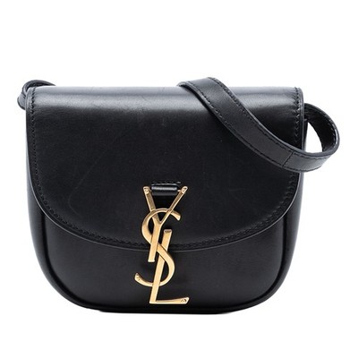 Saint Laurent Small Leather Monogram Kaia Crossbody Pre-Loved Bag Black