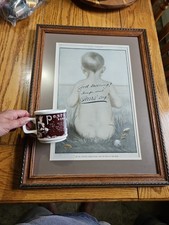 PEARS SOAP 1908 - Vintage Antique Framed & Matted Picture With Mug