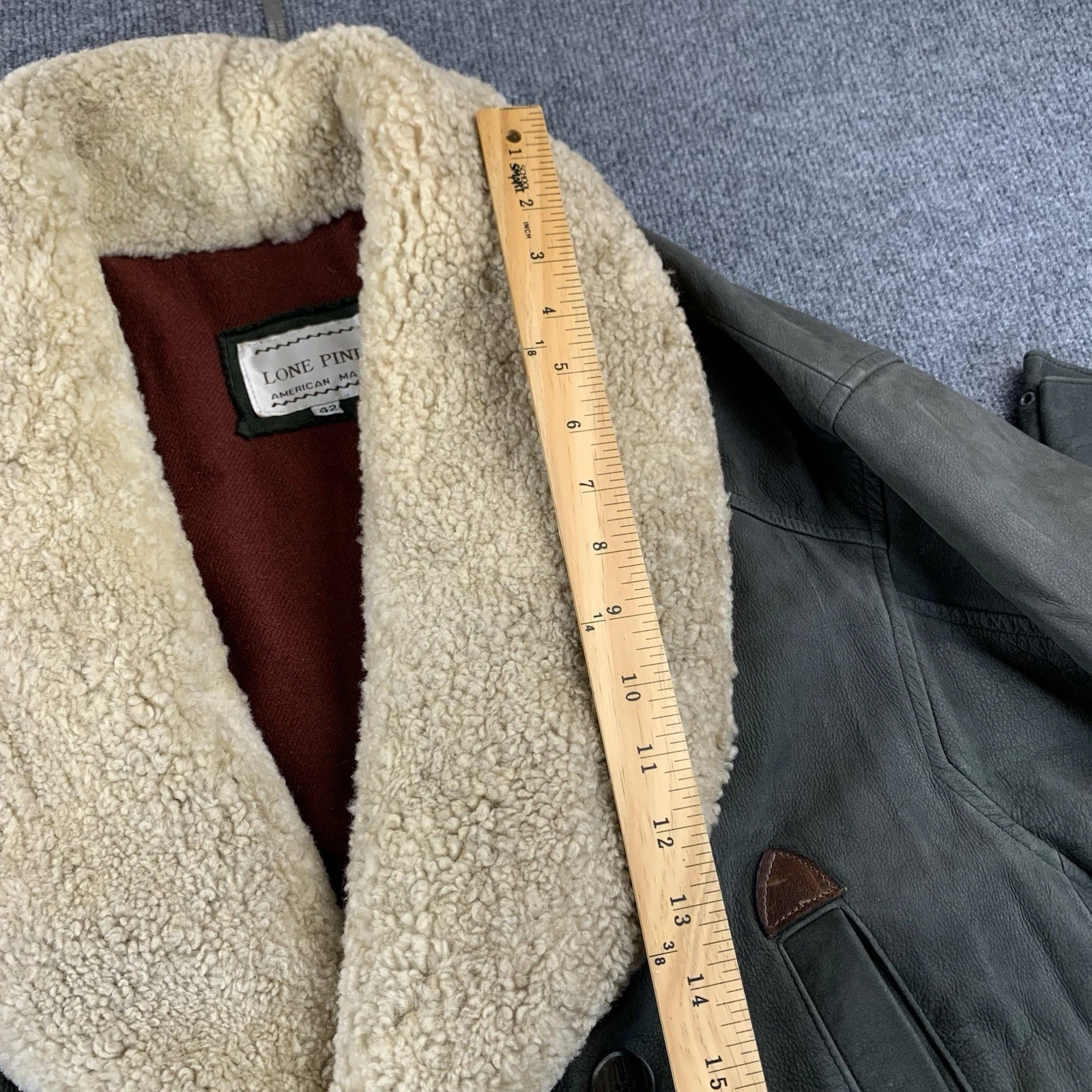 Rare LONE PINE American Made Barnstormer Leather Jacket, Wool Shawl Collar 42 - product detail image 6