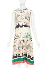 rare CELINE Phoebe Philo cream multicolor mulberry silk cyclist dress FR38 M