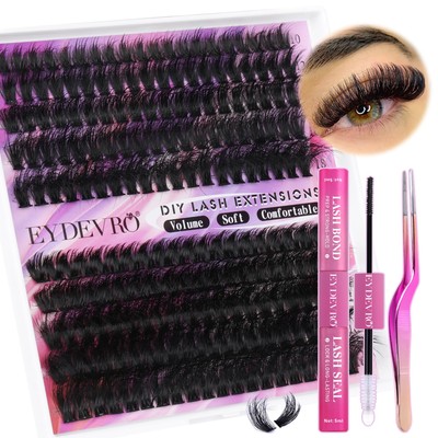 Eyelash Extension Kit Fluffy Lash Extension Kit D Curl Lash Clusters Kit Thic...